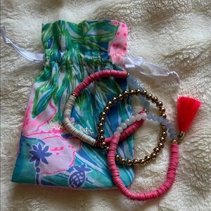 Lilly Pulitzer Bracelet Trio with Tropical Print Pouch